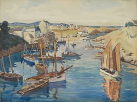Fred F Bauer; Boats in a Harbour