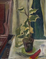 Florence Zerffi; Still Life with Potted Plant