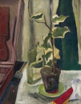 Florence Zerffi; Still Life with Potted Plant