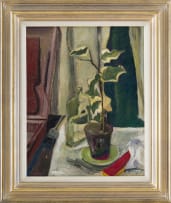 Florence Zerffi; Still Life with Potted Plant
