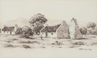 Otto Klar; Cape Dutch House with Figure I