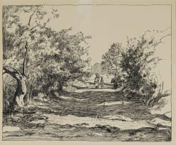 Walter Battiss; Two Figures Walking in a Landscape