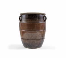 Digby Hoets; Large floor vase with ridged decoration and three lugs
