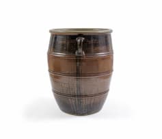 Digby Hoets; Large floor vase with ridged decoration and three lugs