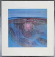 Larry Scully; Untitled (Abstract in Blue with Red Sphere)
