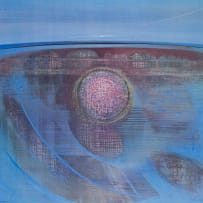 Larry Scully; Untitled (Abstract in Blue with Red Sphere)