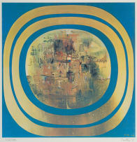 Larry Scully; Abstract Composition in Gold and Blue