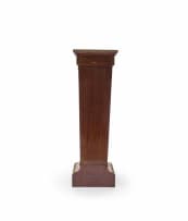 A pair of Empire style mahogany, birds-eye-maple and satinwood-veneered gilt-brass mounted pedestals, late 19th/early 20th century