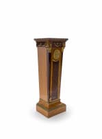 A pair of Empire style mahogany, birds-eye-maple and satinwood-veneered gilt-brass mounted pedestals, late 19th/early 20th century