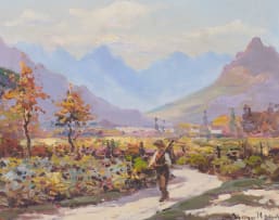 Hugo Naudé; A Figure Walking along a Country Road