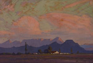 Jacob Hendrik Pierneef; Mountain Landscape with Homestead