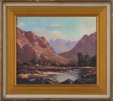 Tinus de Jongh; Landscape with River and Mountains