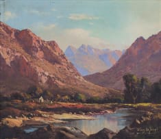 Tinus de Jongh; Landscape with River and Mountains