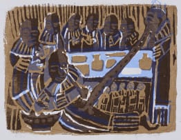 Azaria Mbatha; Untitled (Christ Washes Disciples Feet at Last Supper)