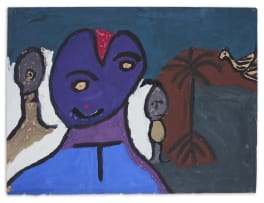 Unknown Artist; Untitled (Abstracted Figures, Tree and Bird)