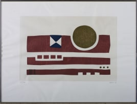 Hannes Harrs; Untitled (Abstract in Brown with Green Sphere)