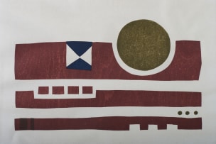 Hannes Harrs; Untitled (Abstract in Brown with Green Sphere)