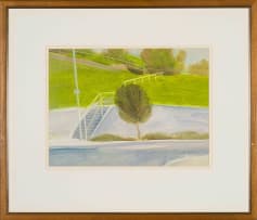 Nico Verboom; Street Scene with Steps and a Tree