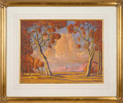 Jacob Hendrik Pierneef; Bushveld Landscape with Trees and Clouds