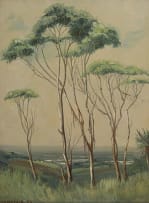 Willem Hermanus Coetzer; Landscape with Trees and Distant Ocean