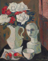 Maurice van Essche; Still Life with Roses and Bust