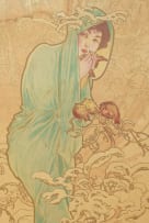 Alphonse Mucha; Art Nouveau-style four-panel painted screen, Czech Republic