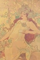 Alphonse Mucha; Art Nouveau-style four-panel painted screen, Czech Republic