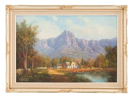 Gabriel de Jongh; Landscape with Cape Dutch Farmhouse