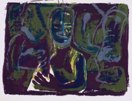 Azaria Mbatha; Untitled (Abstracted Figure in Purple and Green I)