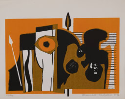 Berenice Michelow; Abstract in Blue and Green; Abstract in Orange; Abstract in Orange, three
