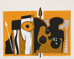 Berenice Michelow; Abstract in Blue and Green; Abstract in Orange; Abstract in Orange, three