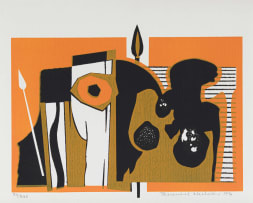 Berenice Michelow; Abstract in Blue and Green; Abstract in Orange; Abstract in Orange, three