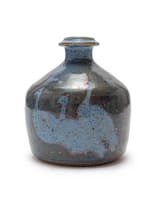 Ian Glenny; Squat bottle-shaped vase with guinea fowl motif