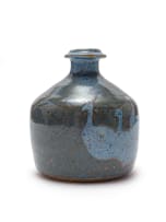 Ian Glenny; Squat bottle-shaped vase with guinea fowl motif
