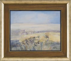 Nico Roos; Abstract Landscape with Trees and Distant Mountains