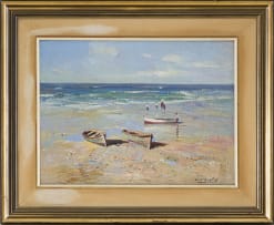 Errol Boyley; Beach with Figures and Boats