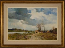Errol Boyley; Landscape with Cottages and Lake