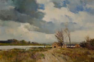Errol Boyley; Landscape with Cottages and Lake
