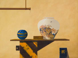 Michael Vincent Murphy; An Interior Still Life with Pot and Vase
