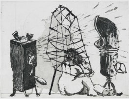 William Kentridge; Caged Woman, from Give and Take series