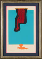 Walter Battiss; Red Figure on Blue Background