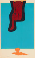 Walter Battiss; Red Figure on Blue Background