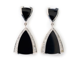 Onyx and diamond earrings