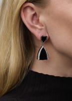 Onyx and diamond earrings
