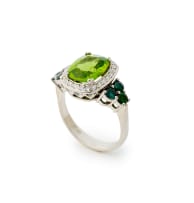 Peter Gilder; Perdiot, diamond and tourmaline ring