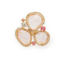 Rose quartz petal ring