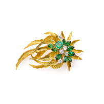 Tourmaline foliate brooch
