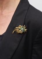 Tourmaline foliate brooch