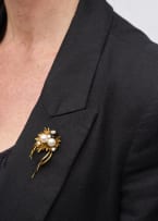 Pearl and diamond brooch
