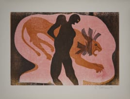 Cecil Skotnes; He Attends His Menagerie, from The White Monday Disaster portfolio